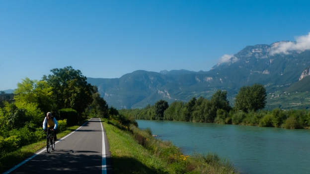 Cycleway between Bozen (Bolzano) and Trento part of the Ciclopista del Sole and Via Claudia Augusta