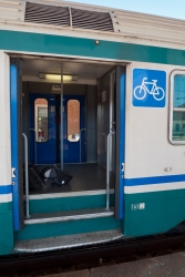 Some older regional trains have steps to the bike compartment