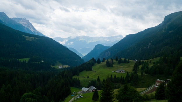 View from the road to the Passo Bernina between Poschiavo and Livigno