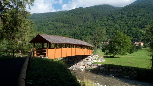 Bridge on the Alta Valle Camonica cycleway in Lombardia