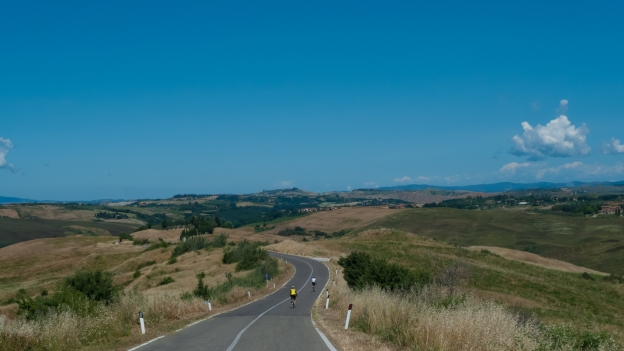 Cyclists in the Val d'Orcia (Toscana)