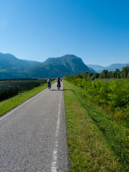 Cycleway between Bozen (Bolzano) and Trento part of the Ciclopista del Sole and Via Claudia Augusta