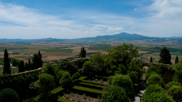 The Val d'Orcia and Monte Amiata see from the loggia of the palazzo Piccolomini