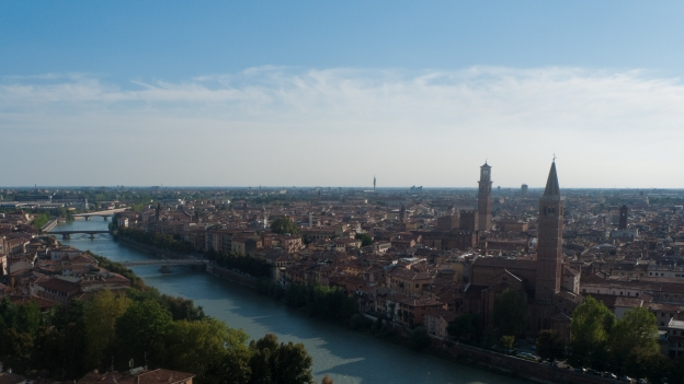 View of Verona from the steps to the castello