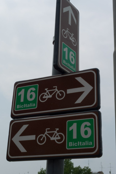 Bicitalia cycleway signs near Parma