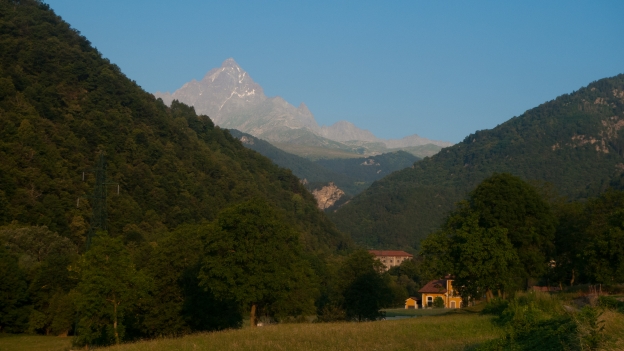 The Valle Po with Monviso in the distance