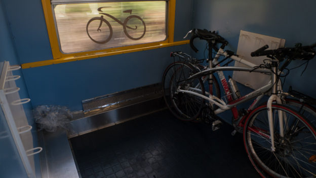 Bike compartment on the Paris-Nice sleeper train