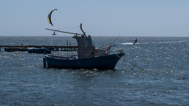 Kitesurfer on the Sicilian coast near Marsala