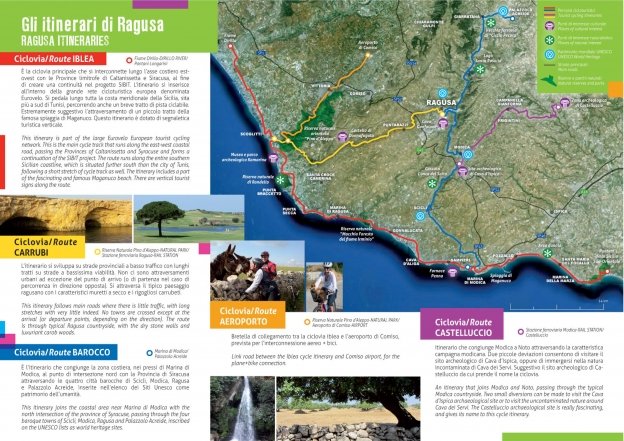 SIBIT leaflet showing cycle touring routes in the Ragusa area