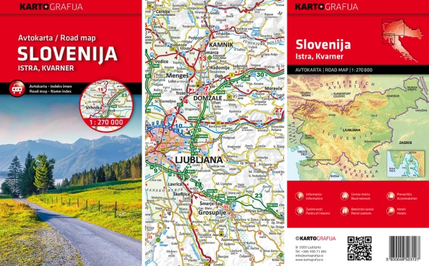 Kartografija Avtokarta (Road map) of Slovenija. 1:270,000.