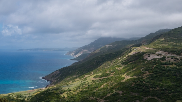 Coastline between Alghero and Bosa looking back towards Alghero