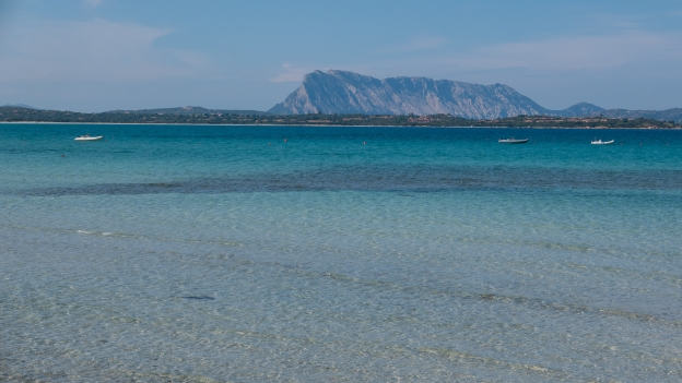 Beach at San Teodoro with the Isola Tavolara in the distance