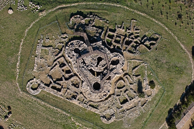 Aerial view of the Nuraghe Genna Maria