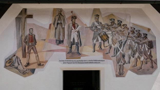Mural on the Baumgartner Stöckl depicting the execution of Peter Sigmayr