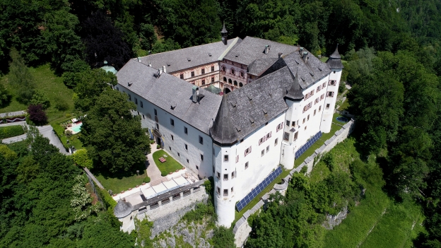 Aerial view of the Schloss Tratzberg (Tratzberg Castle) near Jenbach