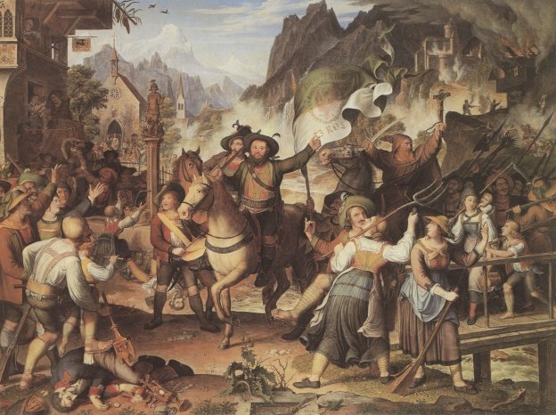 Painting of the Tyrol militia on the march during the 1809 rebellion