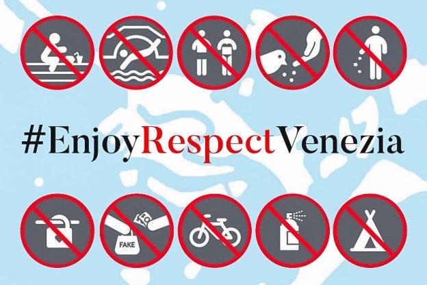 Graphic by the Venezia city council showing behaviour that could lead to a fine.